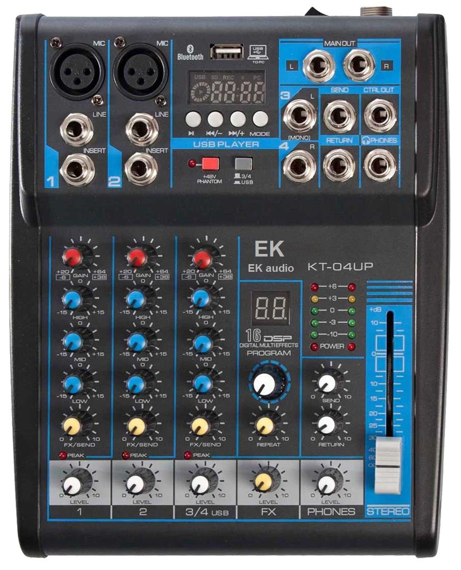MESA DE MEZCLAS CON EFECTOS EK AUDIO KT04UP
