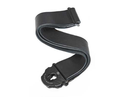 Correa para guitarra de cuero negro Planet Lock