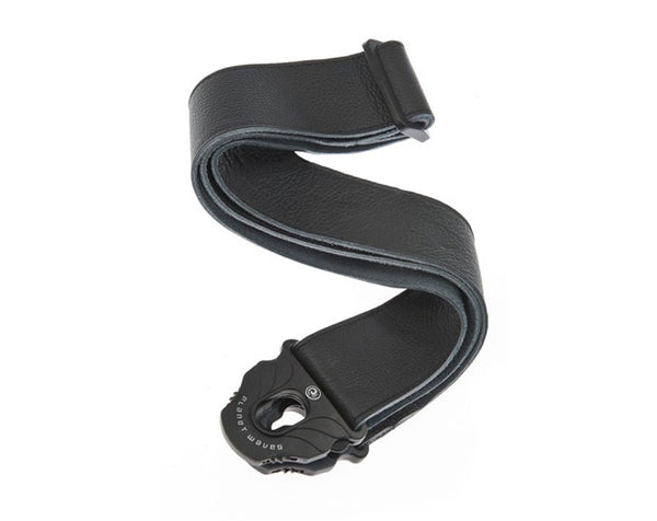Correa para guitarra de cuero negro Planet Lock